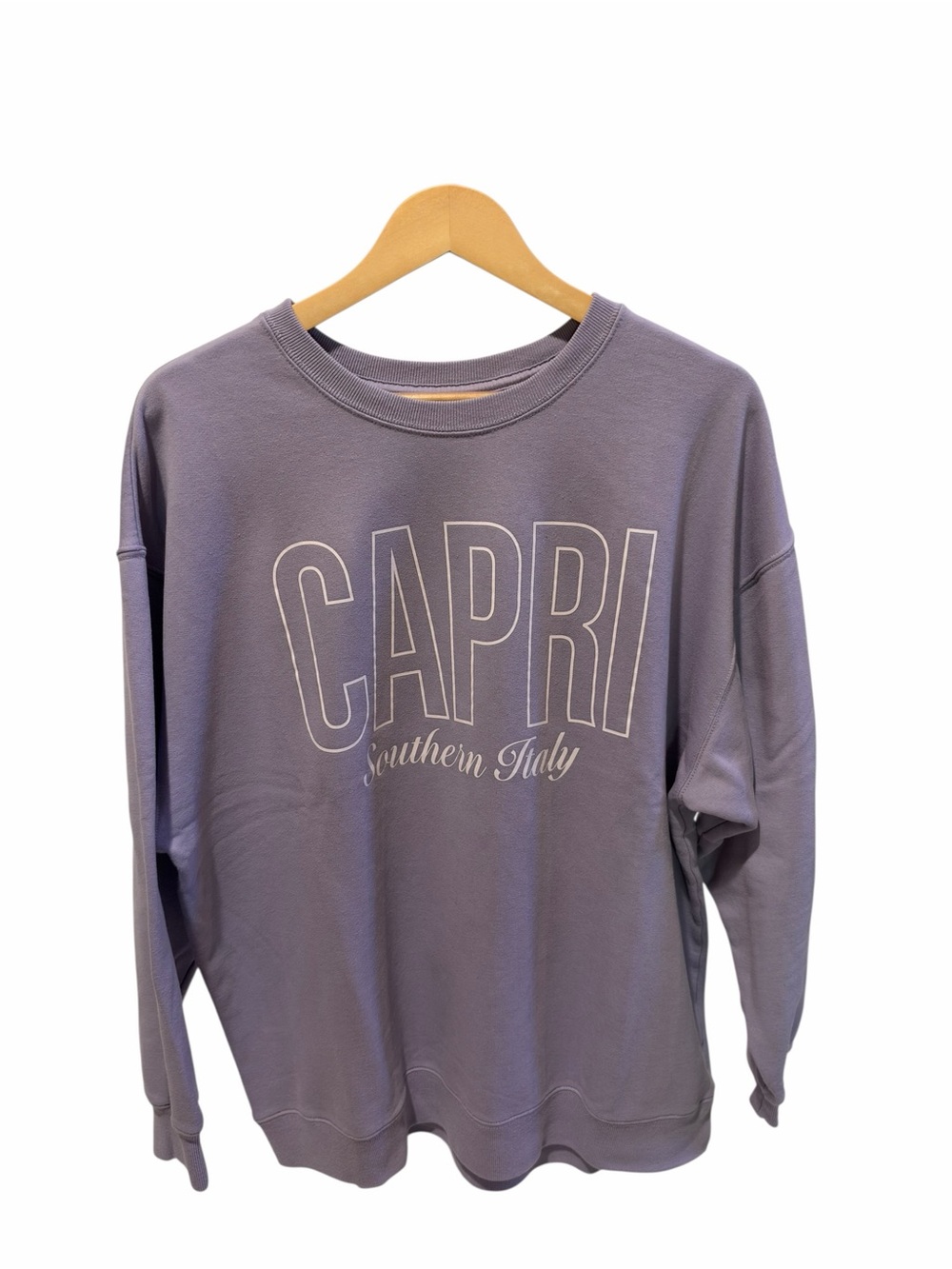 Hollister Lavender Crewneck Sweatshirt with CAPRI Graphic